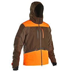 SOLOGNAC Nepremokavá poľovnícka bunda na poľovačky na sluky Renfort 900 reflexná gaštanovohnedá oranžová 3XL