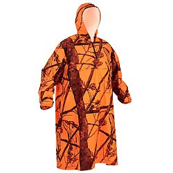 SOLOGNAC Nepremokavé poľovnícke pončo 500 nehlučné maskovacie fluorescenčné oranžová XL-2XL