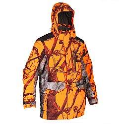 SOLOGNAC Poľovnícka hrejivá nepremokavá bunda 500 maskovacia reflexná 500 oranžová 3XL