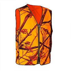 SOLOGNAC Poľovnícka vesta Compact nehlučná reflexná s maskovaním oranžová 3XL
