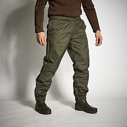 SOLOGNAC Poľovnícke nohavice proti dažďu 100 ľahké a nepremokavé zelené khaki XL
