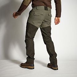 SOLOGNAC Poľovnícke nohavice Renfort 520 vystužené dvojfarebné - zelené khaki 3XL