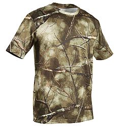 SOLOGNAC Priedušné poľovnícke tričko 100 s krátkym rukávom maskovanie Treemetic khaki XL