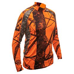 SOLOGNAC Priedušné poľovnícke tričko 500 s dlhým rukávom a reflexným maskovaním oranžová 3XL