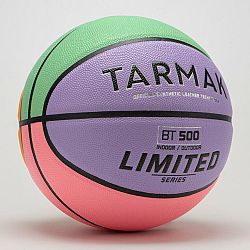 TARMAK Basketbalová lopta FIBA BT500 Touch veľkosť 7 fialovo-zelená ružová