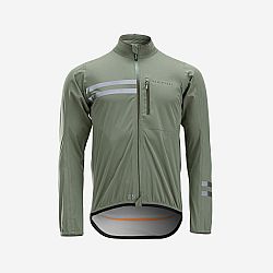 VAN RYSEL Pánska cyklistická nepremokavá bunda rc500 dlhý rukáv zelená khaki XL