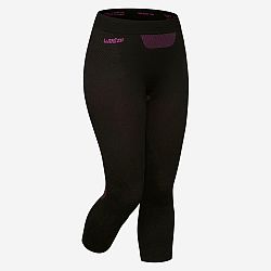 WEDZE Dámske lyžiarske spodné nohavice BL580 I-Soft bezšvové čierno-fialové čierna XS