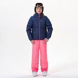 WEDZE Detská veľmi hrejivá a nepremokavá lyžiarska prešívaná bunda 180 Warm tmavomodrá 14 rokov
