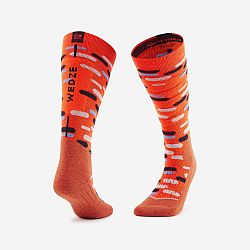 WEDZE Detské lyžiarske ponožky 100 oranžové červená 31-34