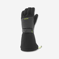 WEDZE Hrejivé a nepremokavé detské rukavice 550 na zjazdové lyžovanie čierno-sivé čierna 10 rokov